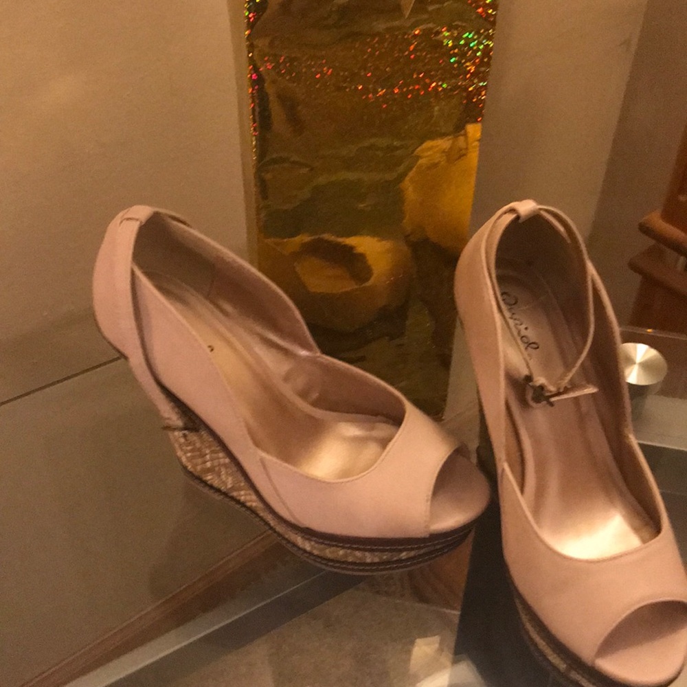 Peep toe wedge ankle strap sandals